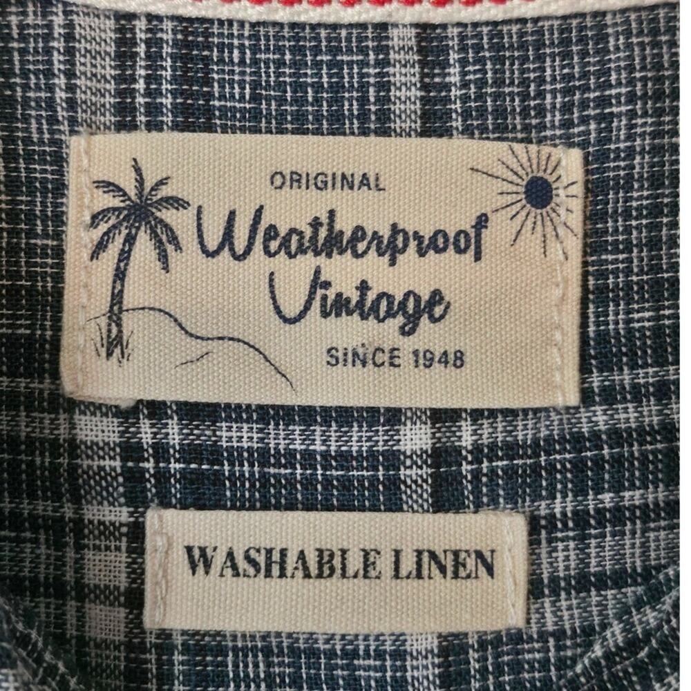 Weatherproof Vintage Linen Cotton‎ Shirt Men's Blue Plaid XL Coastal Grandpa - Picture 4 of 11